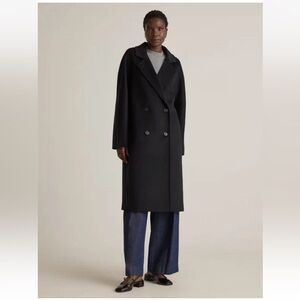 Quince NWT Women’s Italian Wool Double-Breasted Slouch Coat Black  Large